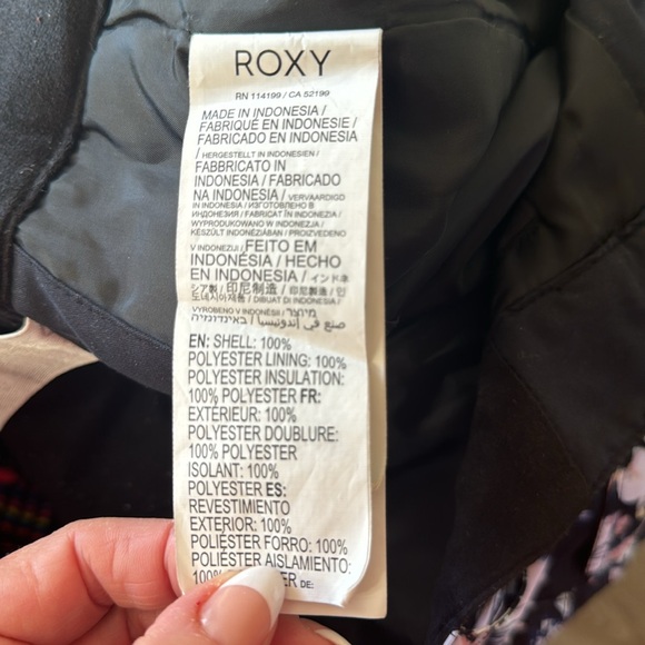 Roxy Girls' Backyard Floral Printed Snowboard Ski Pants White Black Blue Sz 10 - Picture 9 of 9